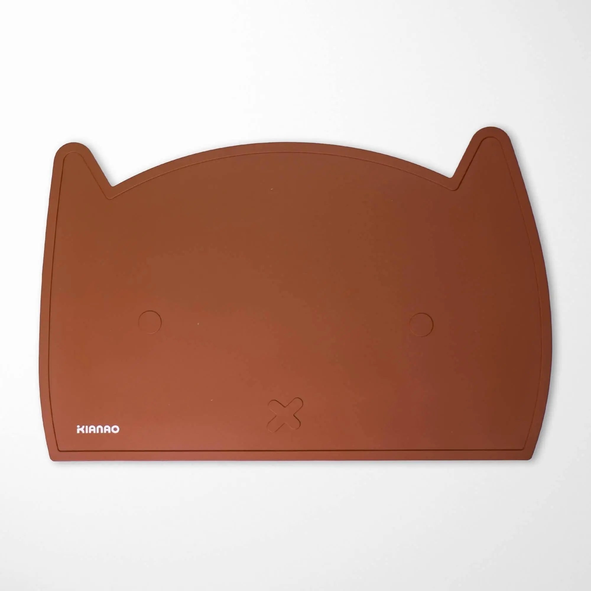Satin Brown cat silicone placemat featuring adorable feline design and spill-containing raised edges