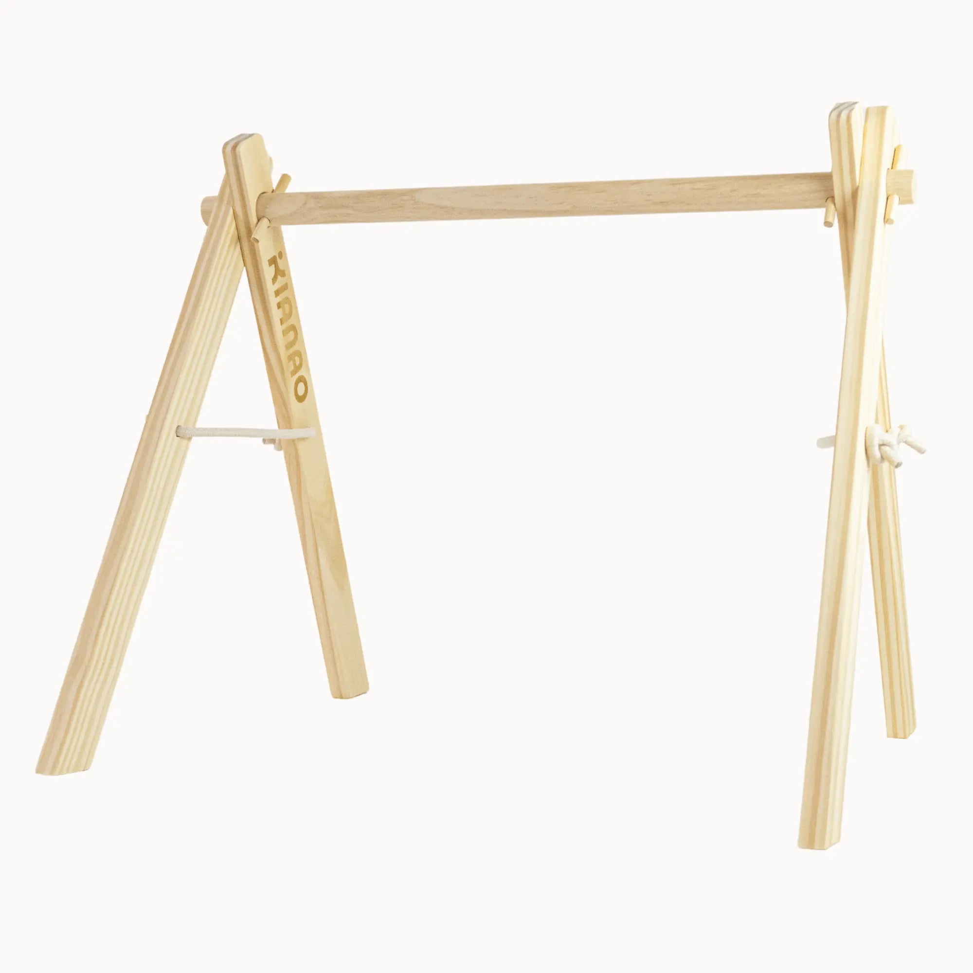 Clean view of the Unicorn Play Gym wooden A-frame structure without toys showing minimalist Scandinavian design